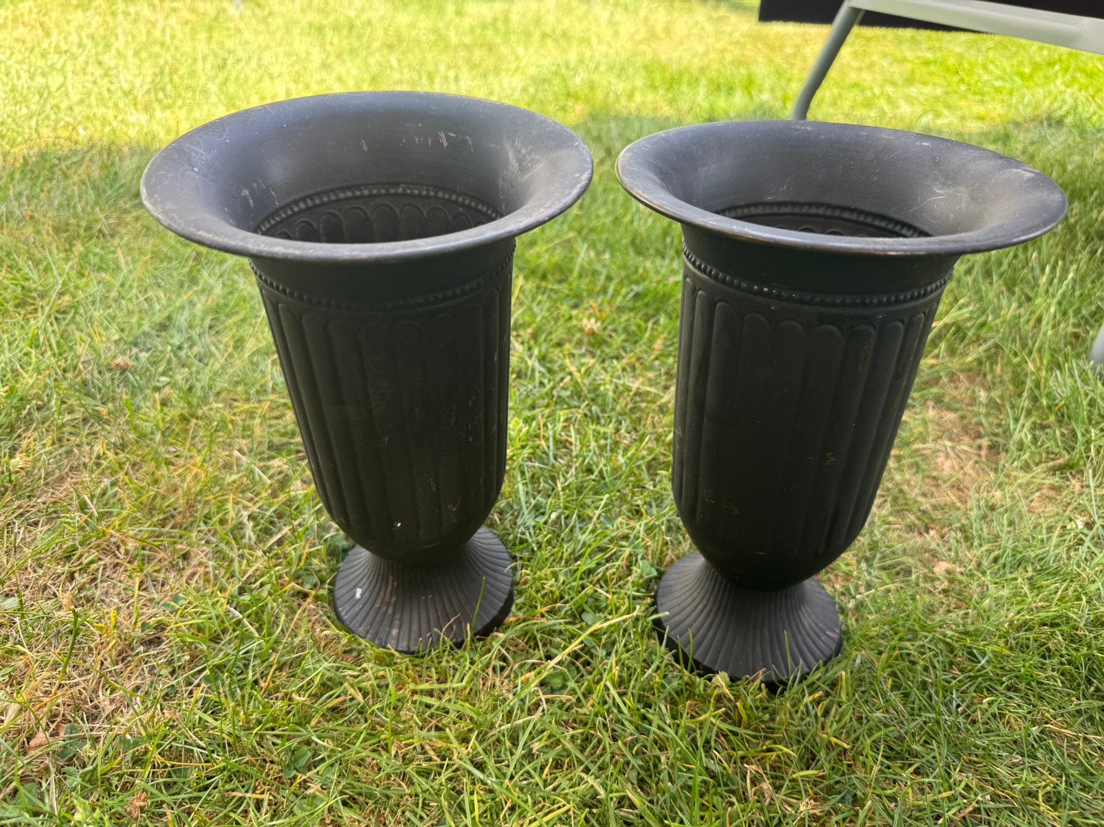 Elegante Aluminium Tuinvazen / Pokalvaas (25 cm hoog), Ophalen of Verzenden, Zo goed als nieuw