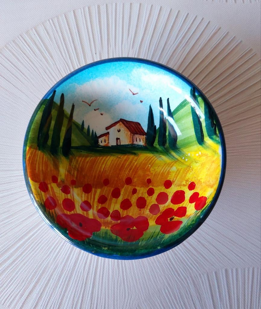 Handbeschilderd Italiaans Majolica olijfschaaltje Toscane, Ophalen of Verzenden