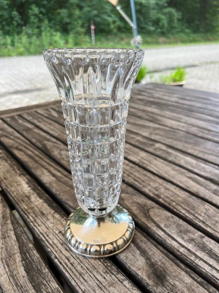 Kristallen vaas | zilveren voet, Ophalen of Verzenden