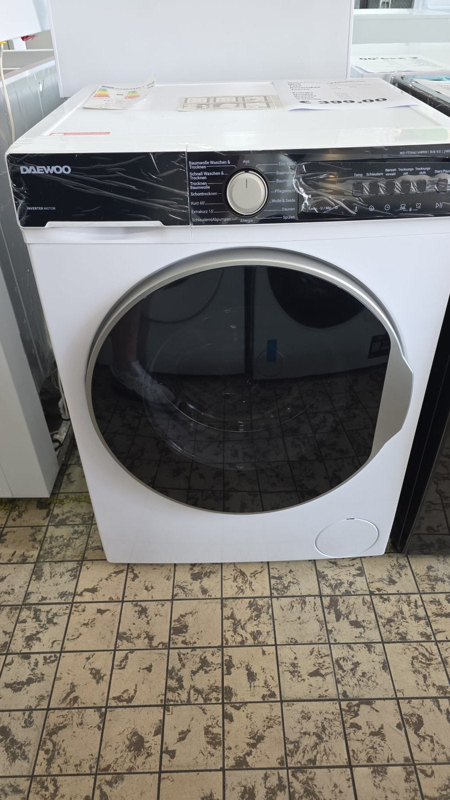 Daewoo wasdroogcombinatie nieuw 9 kg 6 kg 1400 toeren