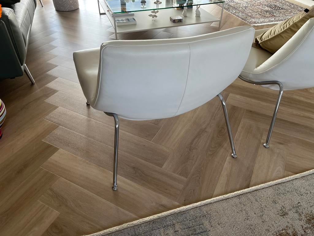 Zgan wit leren fauteuil van Topform Grippa, Huis en Inrichting, Fauteuils, Ophalen, Zo goed als nieuw, 75 tot 100 cm, 50 tot 75 cm