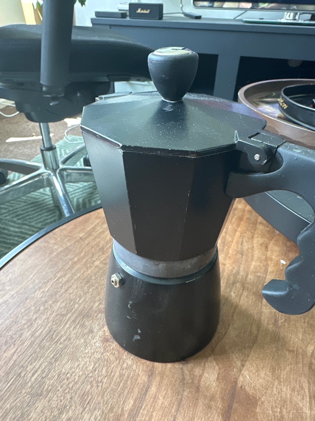 Zwarte percolator, Italiaans design, 3-kops, Ophalen of Verzenden, Zwart, Metaal, Overige typen