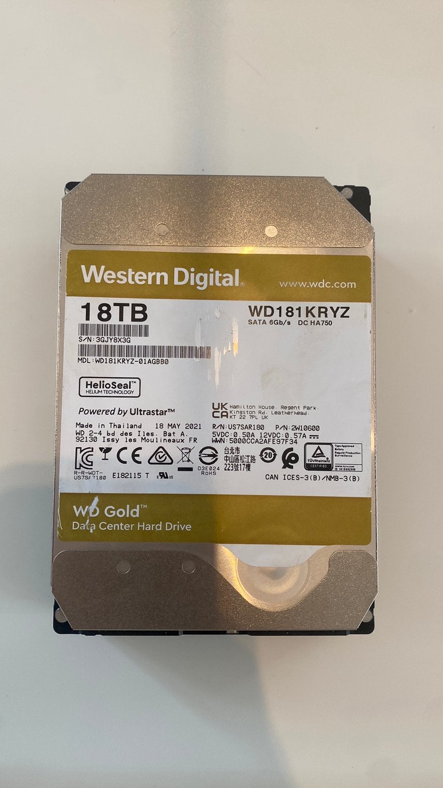 ruilen voor bijna alles WD Gold 18TB HDD–Enterprise–Getest, Computers en Software, Harde schijven, 18TB, Intern, Verzenden, Refurbished