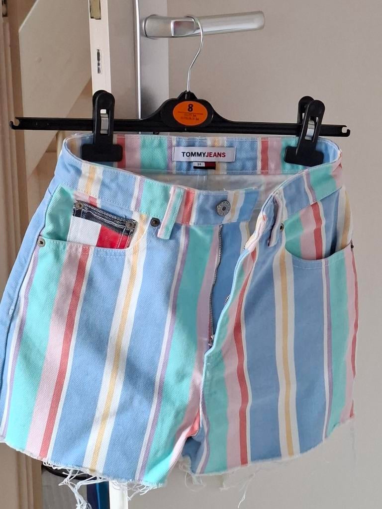 Tommy Jeans gestreepte denim shorts - Maat 24, Overige kleuren, Kort, Nieuw, Ophalen of Verzenden