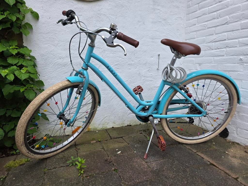 24 inch meisjes licht blauwe fiets met 6 versnellingen, Fietsen en Brommers, Ophalen, Velgrem, Versnellingen, Elops