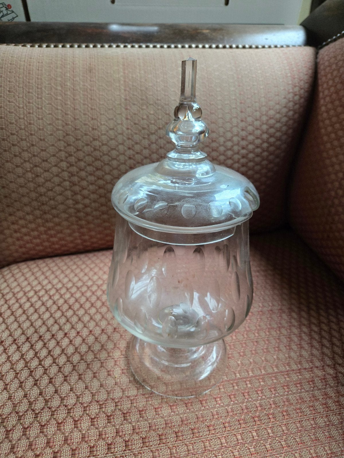 Vintage bowlglas punch coupe met deksel ovaal geslepen, Antiek en Kunst, Ophalen