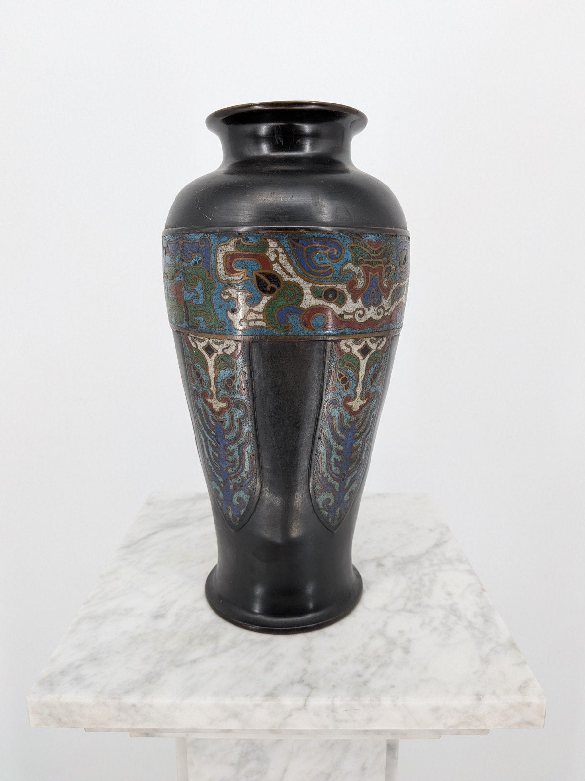 Antieke Japanse Koperen / Bronzen Cloisonné Vaas – Meiji, Ophalen of Verzenden