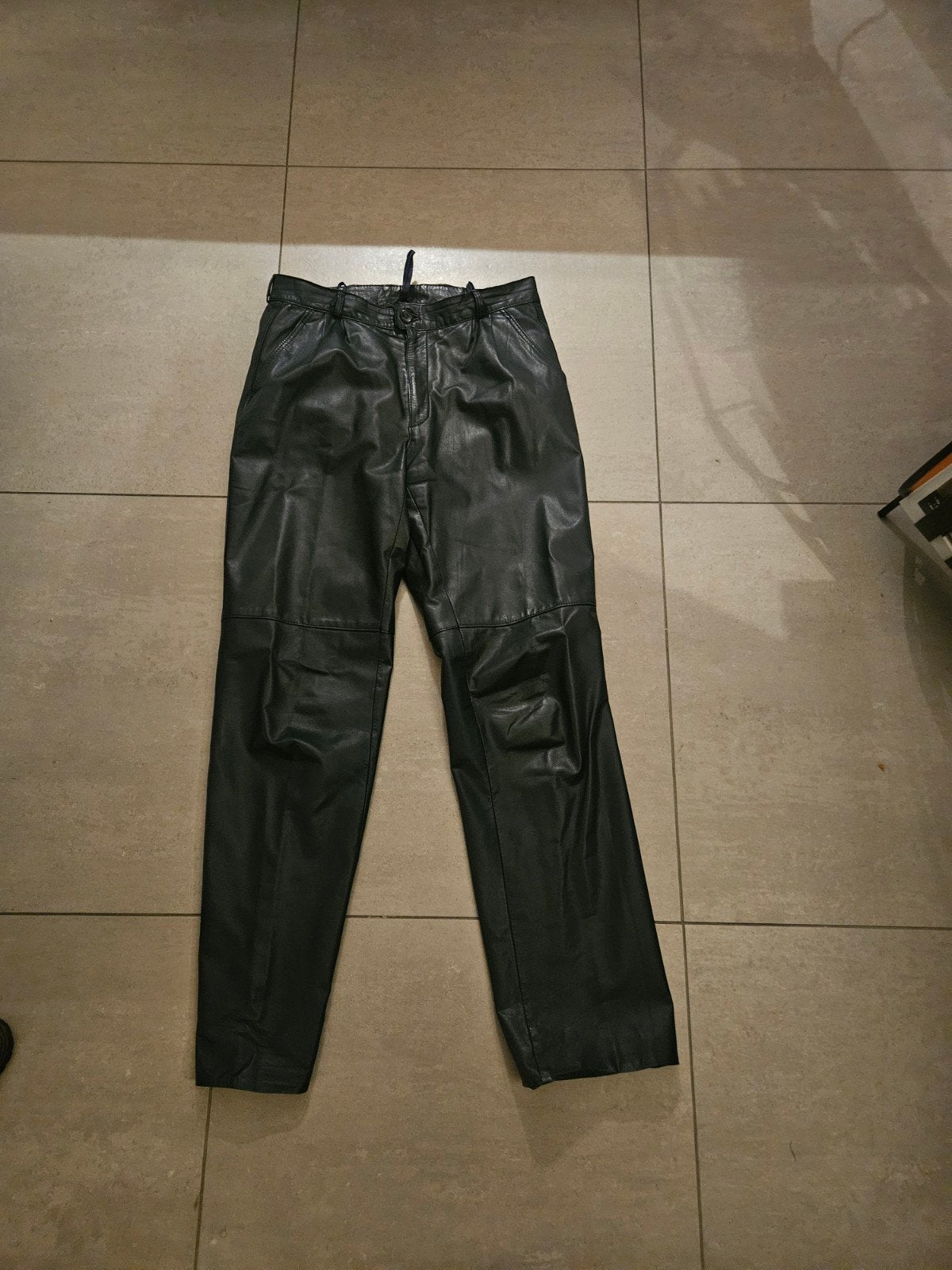 Lederen pantalon heren donkerblauw Maat 50, Ophalen of Verzenden, Zo goed als nieuw, Maat 48/50 (M), Blauw