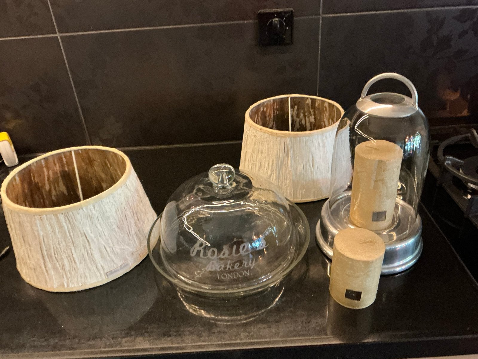 Riviera Maison collectie: glazen stolp, lampenkappen, enz, Huis en Inrichting, Ophalen, Wit, Glas, Landelijk