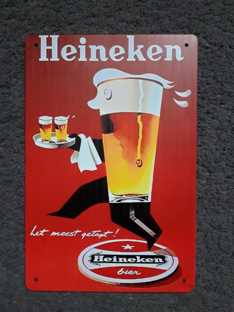 Heineken 20x30 cm Metalen Reclamebord, Verzamelen, Biermerken, Ophalen of Verzenden, Nieuw, Reclamebord, Plaat of Schild, Heineken