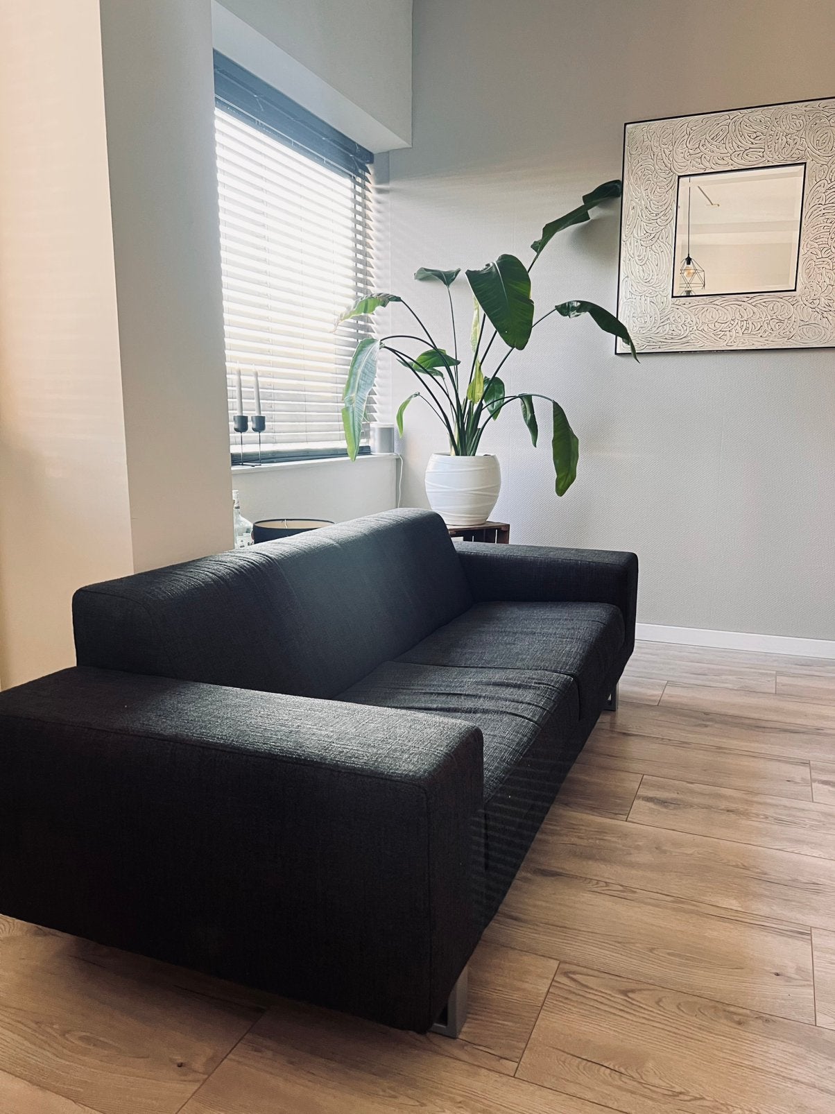 Bank Topform antraciet 225 breed en 90 diep, Huis en Inrichting, Banken | Bankstellen, Ophalen, Gebruikt, Driepersoons, 75 tot 100 cm