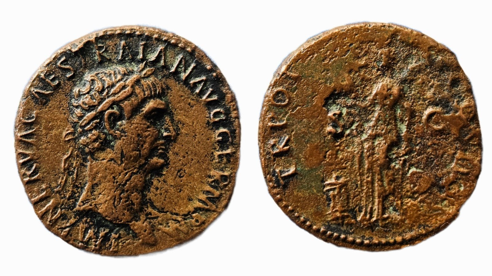 Oude Romeinse munt AE As keizer Trajanus, mooi portret, Ophalen of Verzenden, Overige landen, Losse munt