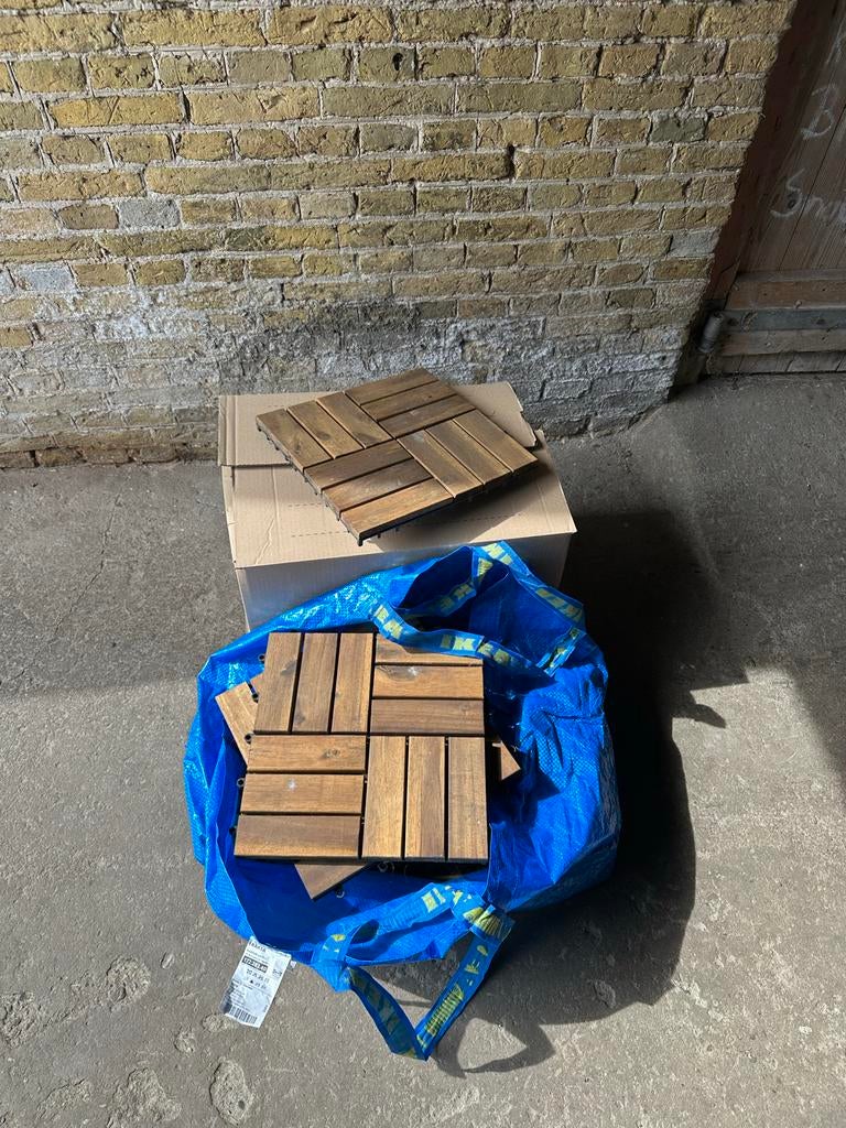Houten terrastegels Action - circa 3,5 m2, Ophalen, Gebruikt, Minder dan 5 m², Hout