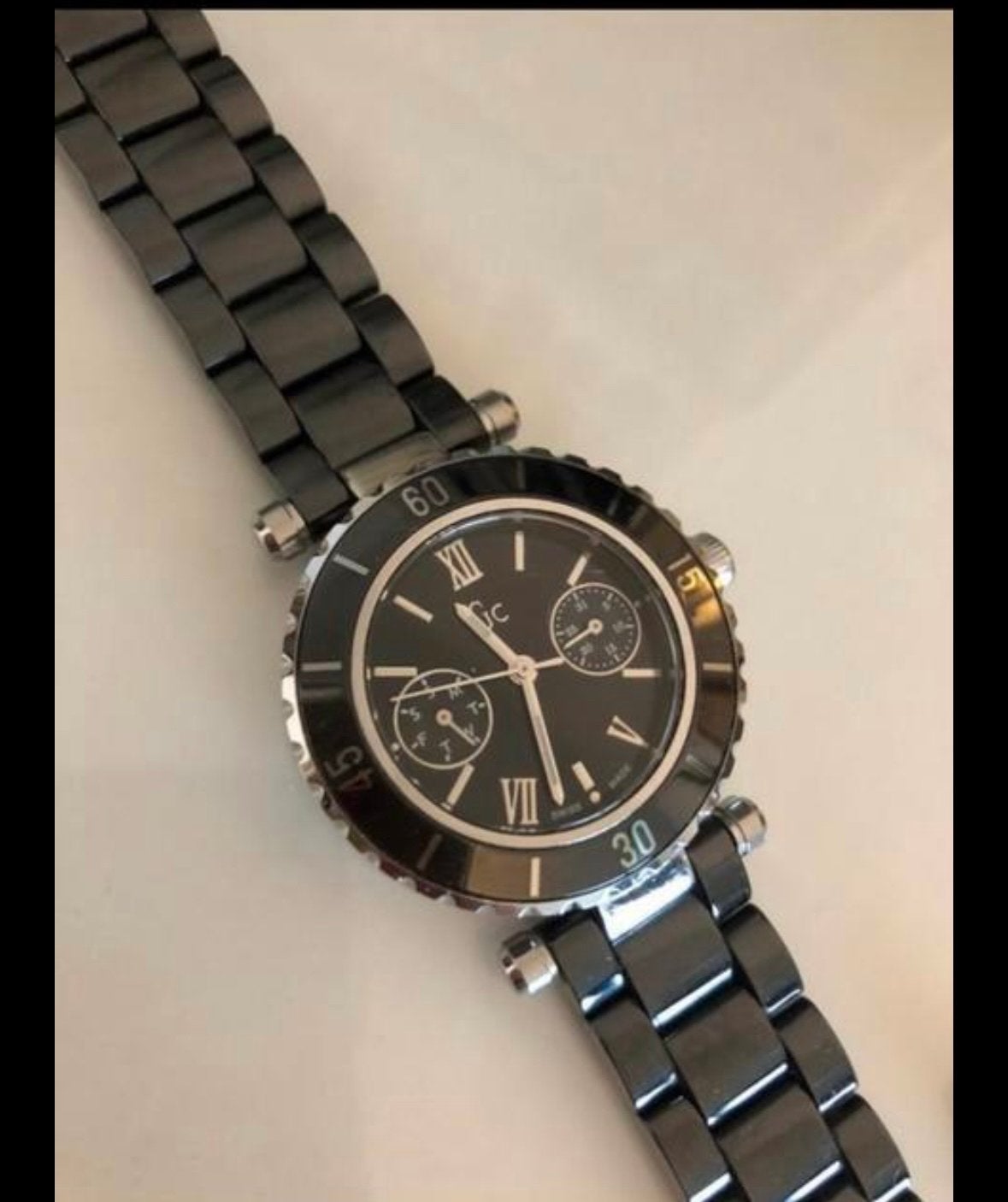 Guess GC Dames Horloge - Elegant Zwart Design, Ophalen, Gebruikt, Staal, Guess