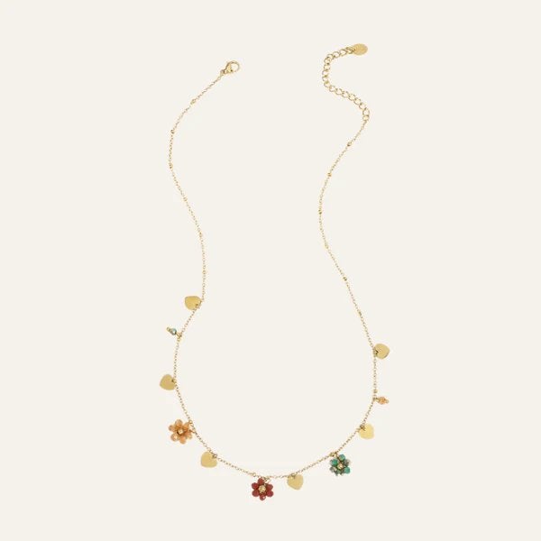 Bloemen Ketting Roestvrij Staal Goud Festival, Verzenden, Nieuw, Goud, Overige materialen