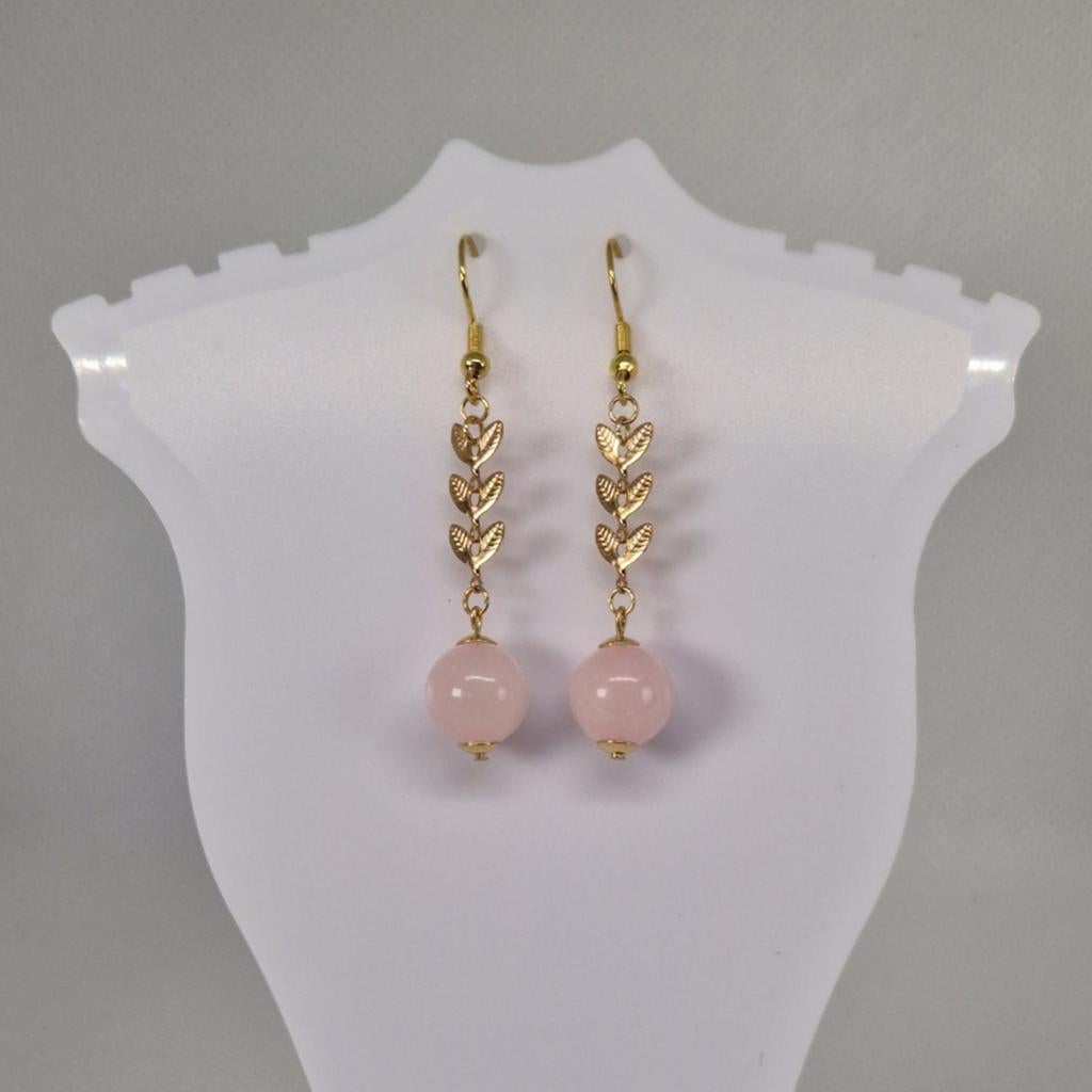 2 Sets RVS Nieuwe Roze Kwarts Oorbellen - 8mm Edelsteen, Overige materialen, Hangers, Nieuw, Ophalen of Verzenden