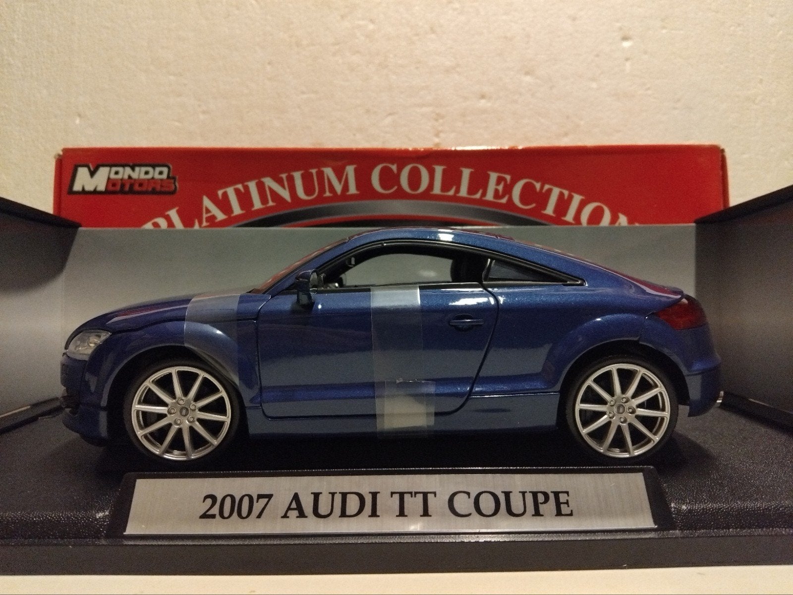 Audi TT Coupe blauw 2007 Mondo Motors metal 1:18 KRD, Ophalen of Verzenden, Zo goed als nieuw, Auto, Overige merken