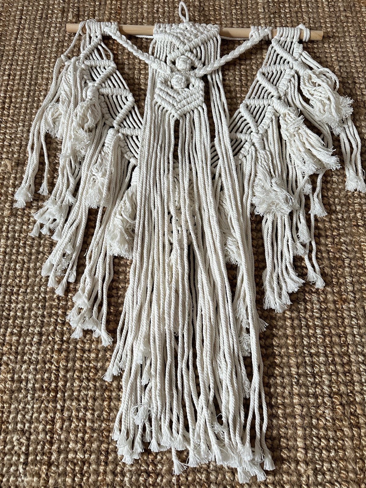 Macramé wanddecoratie Ibiza stijl - Handgemaakt, Nieuw, Ophalen of Verzenden, Natuurlijk materiaal, Wit