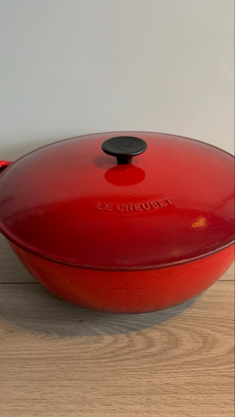 Le Creuset braadpan 32 cm rood - Gietijzeren pan met deksel, Ophalen, Gebruikt, Met deksel, Le Creuset