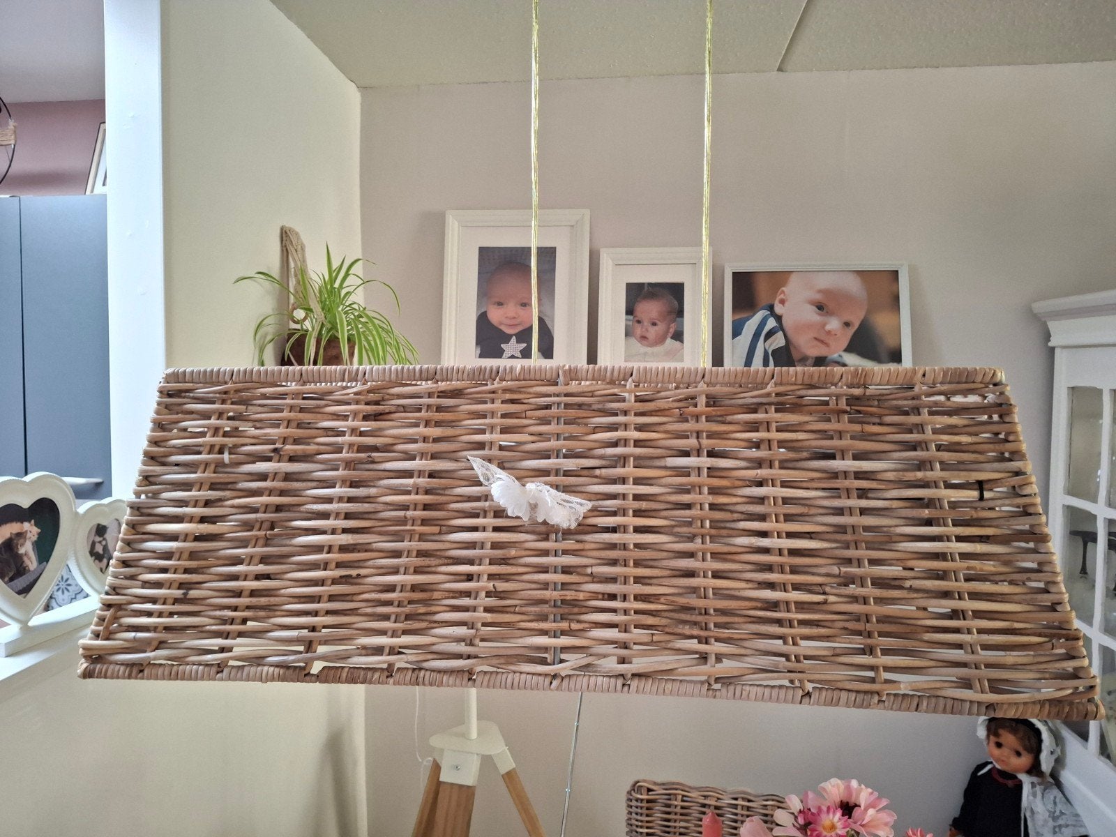 Rieten eetkamerlamp, Ophalen, Gebruikt, Rechthoekig