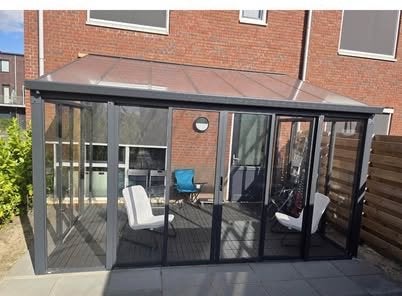 Nieuw in Doos Serre 12,5m² - Zwart Aluminium & Polycarbon, Ophalen, Nieuw, Serre