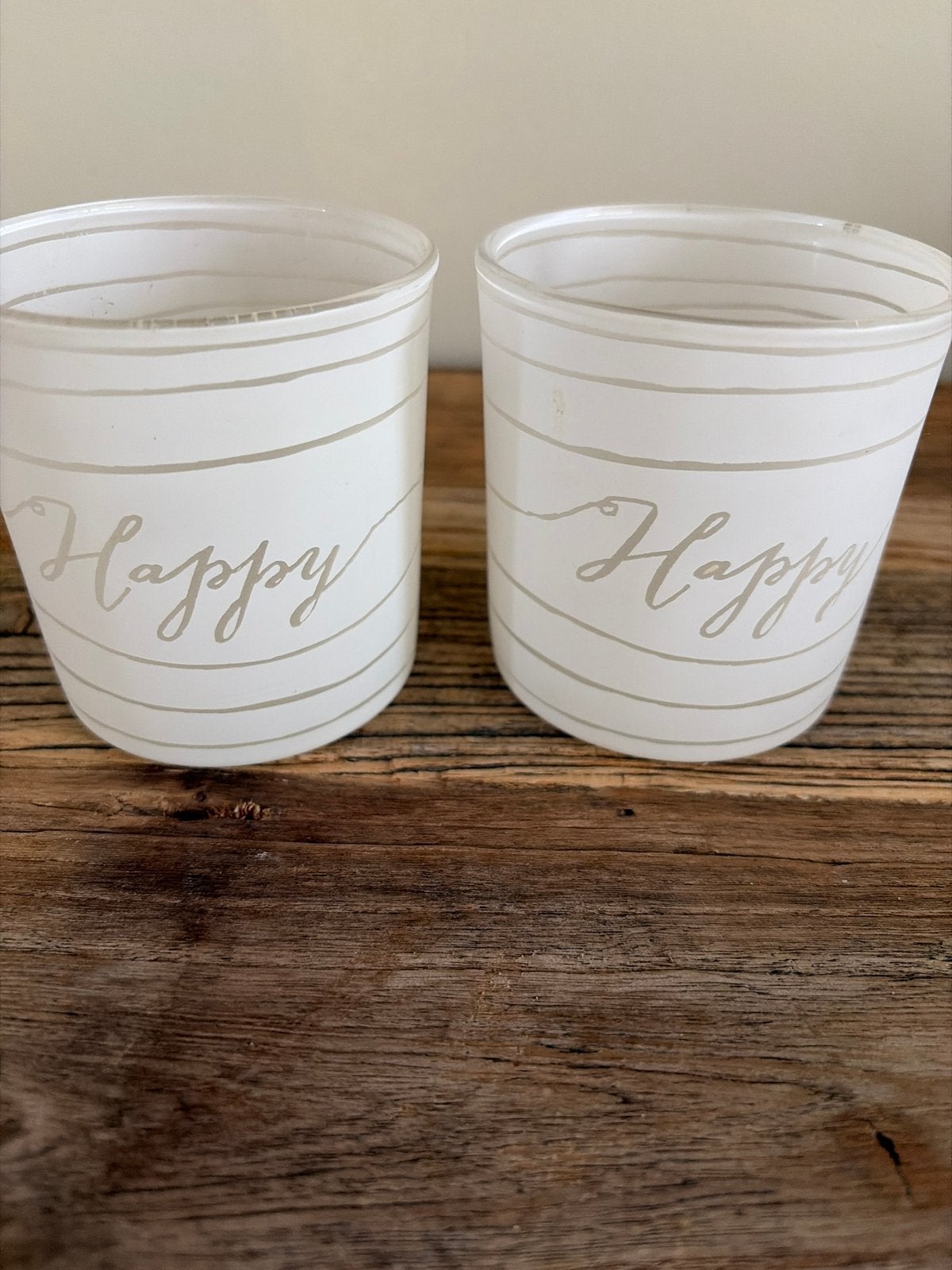 Riviera Maison Happy theelichthouders - set van 2, Ophalen of Verzenden, Zo goed als nieuw, Modern, Wit