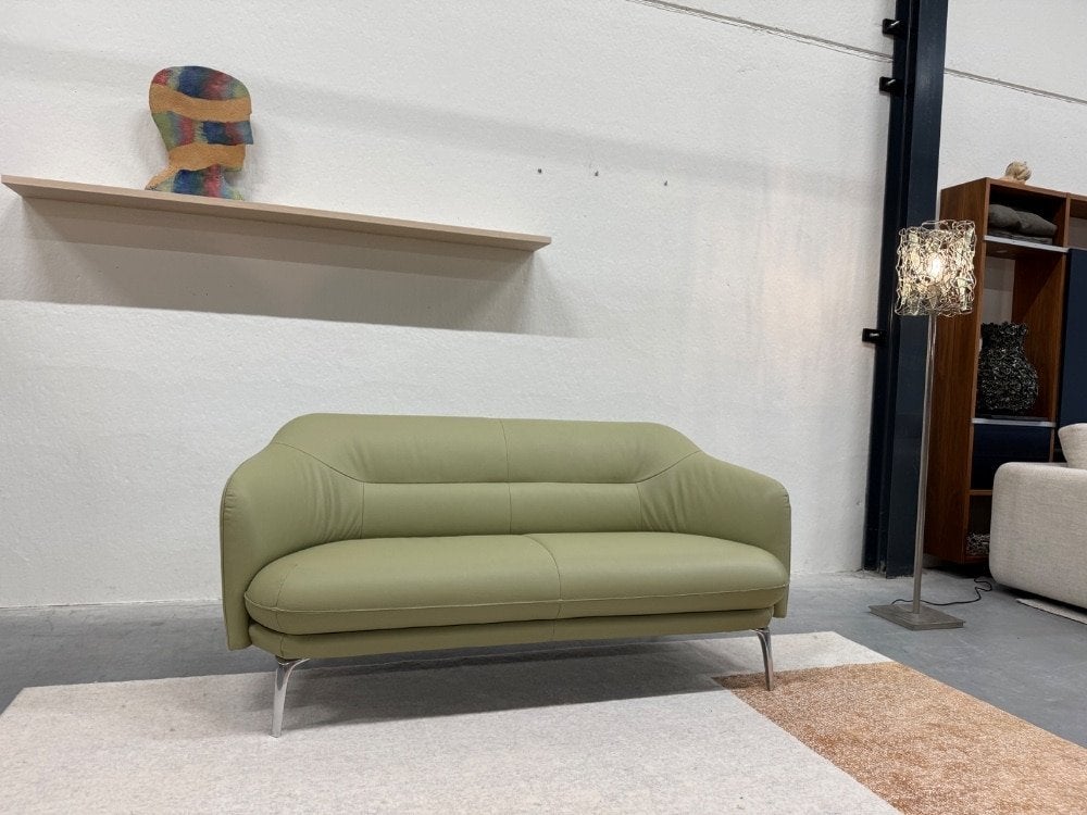 Nieuw Leolux Lindo 2,5 Zits Bank Senso groen leer, Leolux, Info@leolux.nl, 150 tot 200 cm, Ophalen of Verzenden