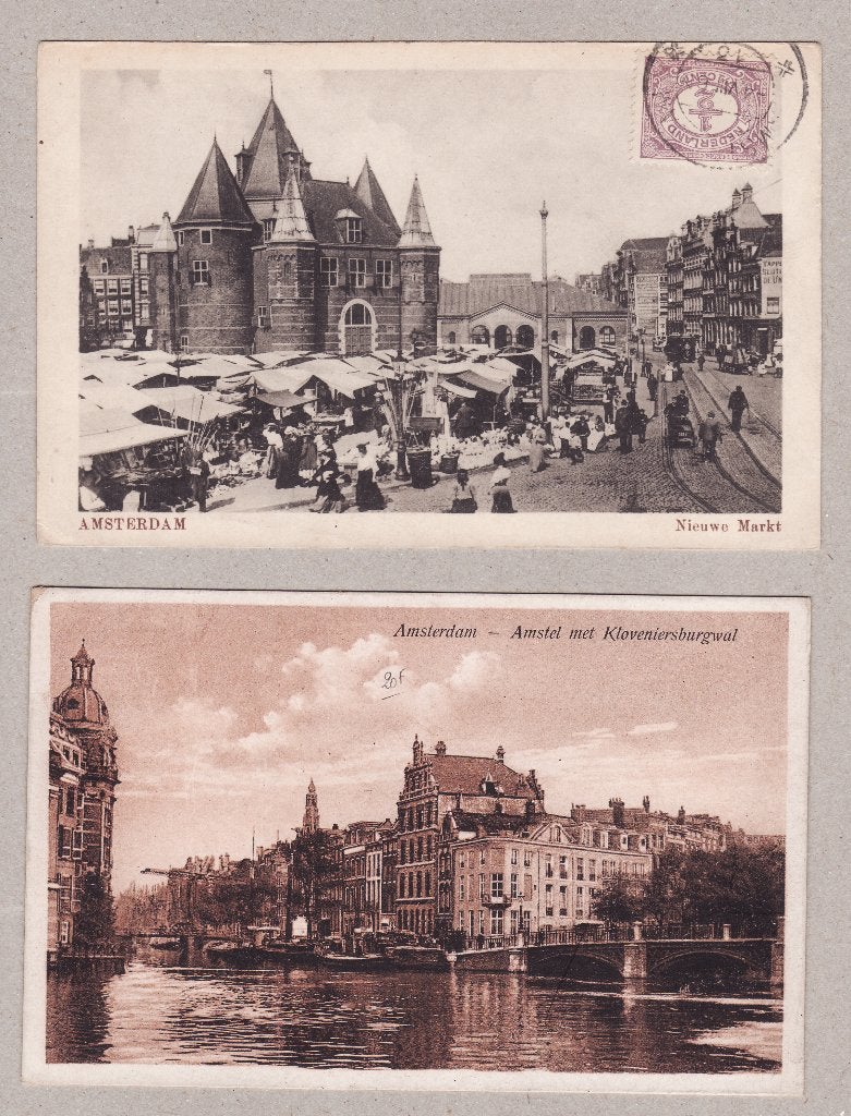2 ansichtkaarten Amsterdam, Ophalen of Verzenden, Voor 1920, Gelopen, Noord-Holland