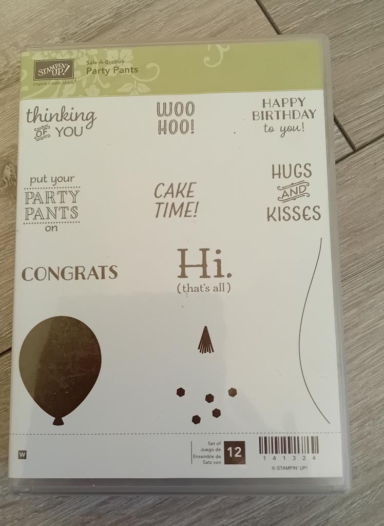 stampin 'up stempel Party Pants, Hobby en Vrije tijd, Stempelen, Ophalen of Verzenden, Gebruikt, Houten stempel