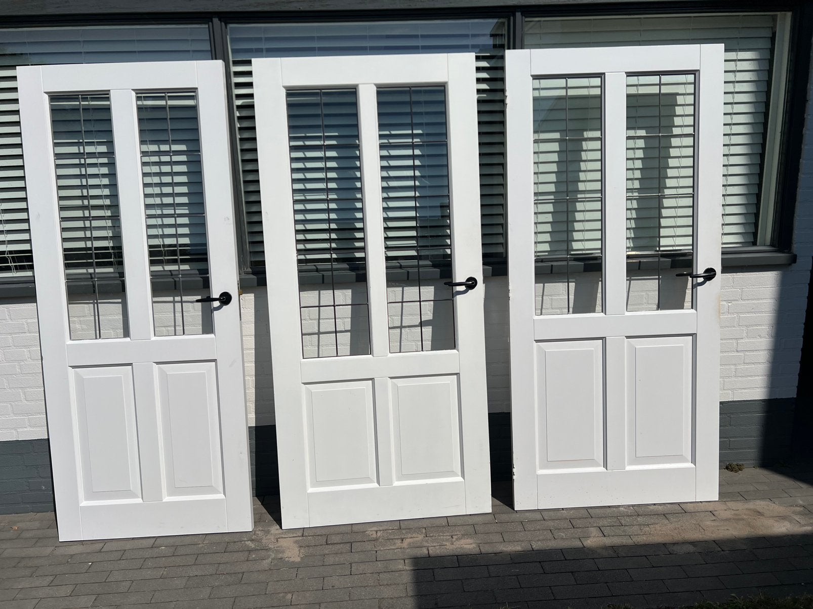 3 Witte Binnendeuren met Glas & Zwart Beslag – zeer goed, Ophalen, 80 tot 100 cm, Binnendeur, Minder dan 200 cm