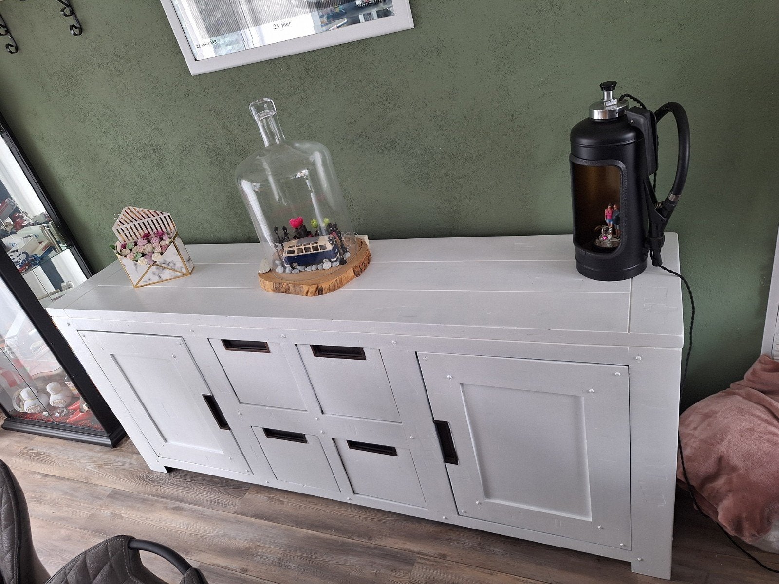 Stijlvol wit dressoir met lades en deuren, Gebruikt, 150 tot 200 cm, Ophalen of Verzenden, Modern