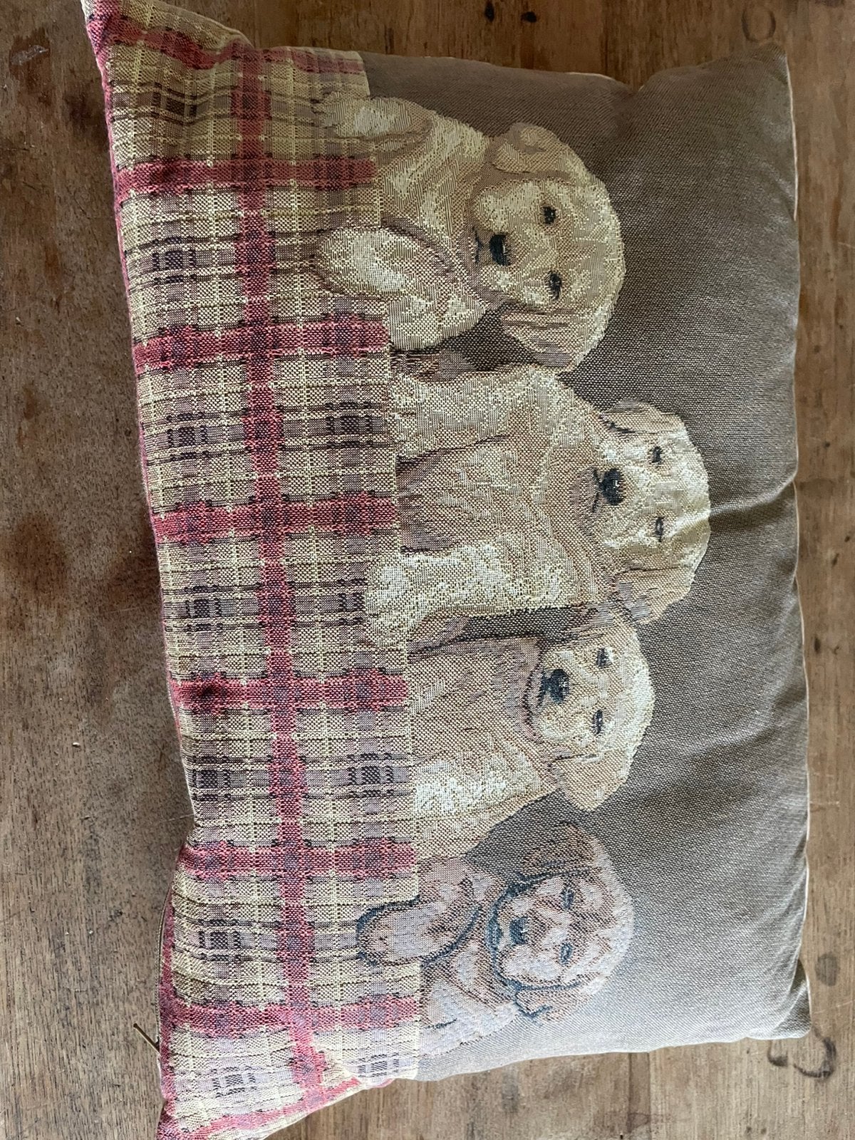 Klassiek kussen geborduurd Labrador, Ophalen of Verzenden, Zo goed als nieuw, Vierkant