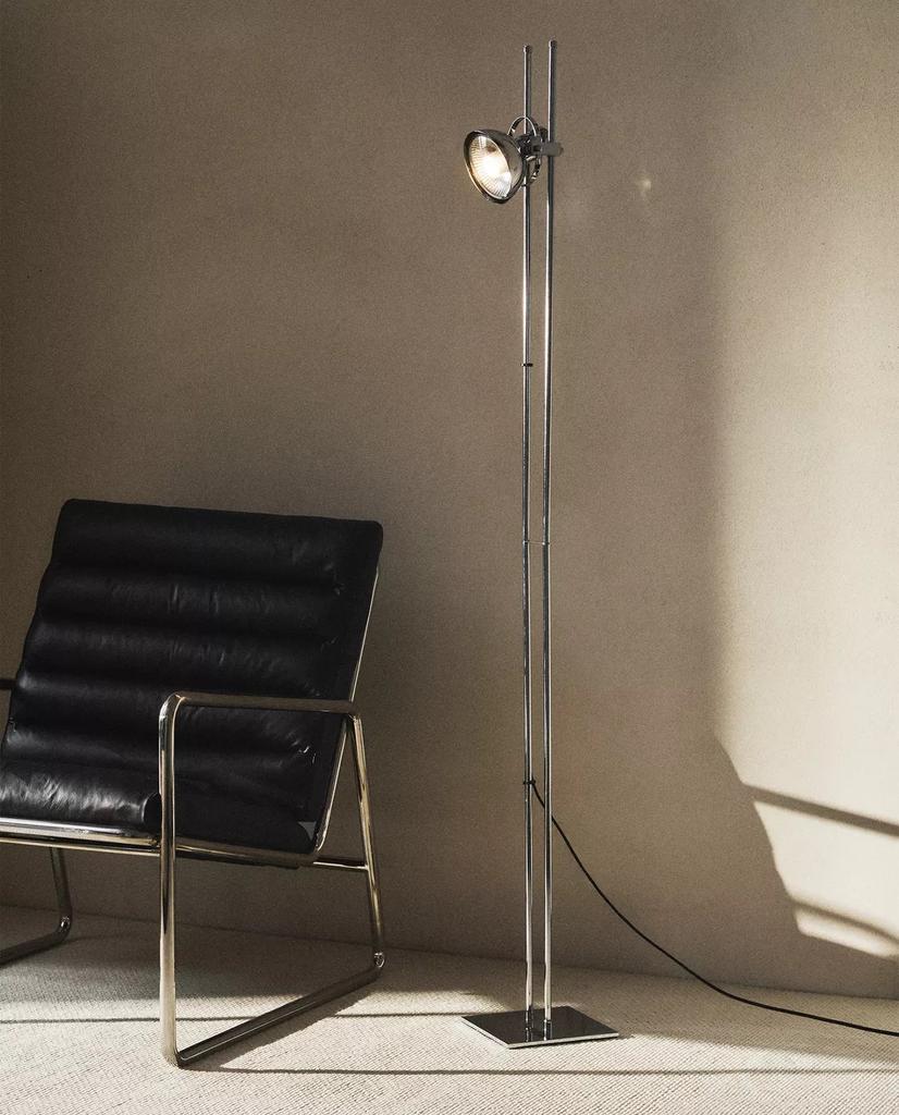 Zara Home metalen chrome vloerlamp floorlamp, Ophalen, Zo goed als nieuw, Metaal