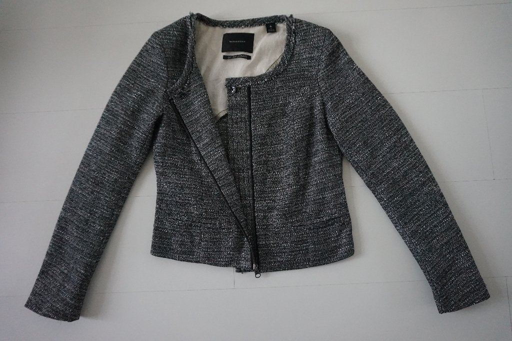 Maison Scotch jasje colbert blazer grijs zwart maat 1 - 36 S, Zwart, Zo goed als nieuw, Jasje, Maat 36 (S)