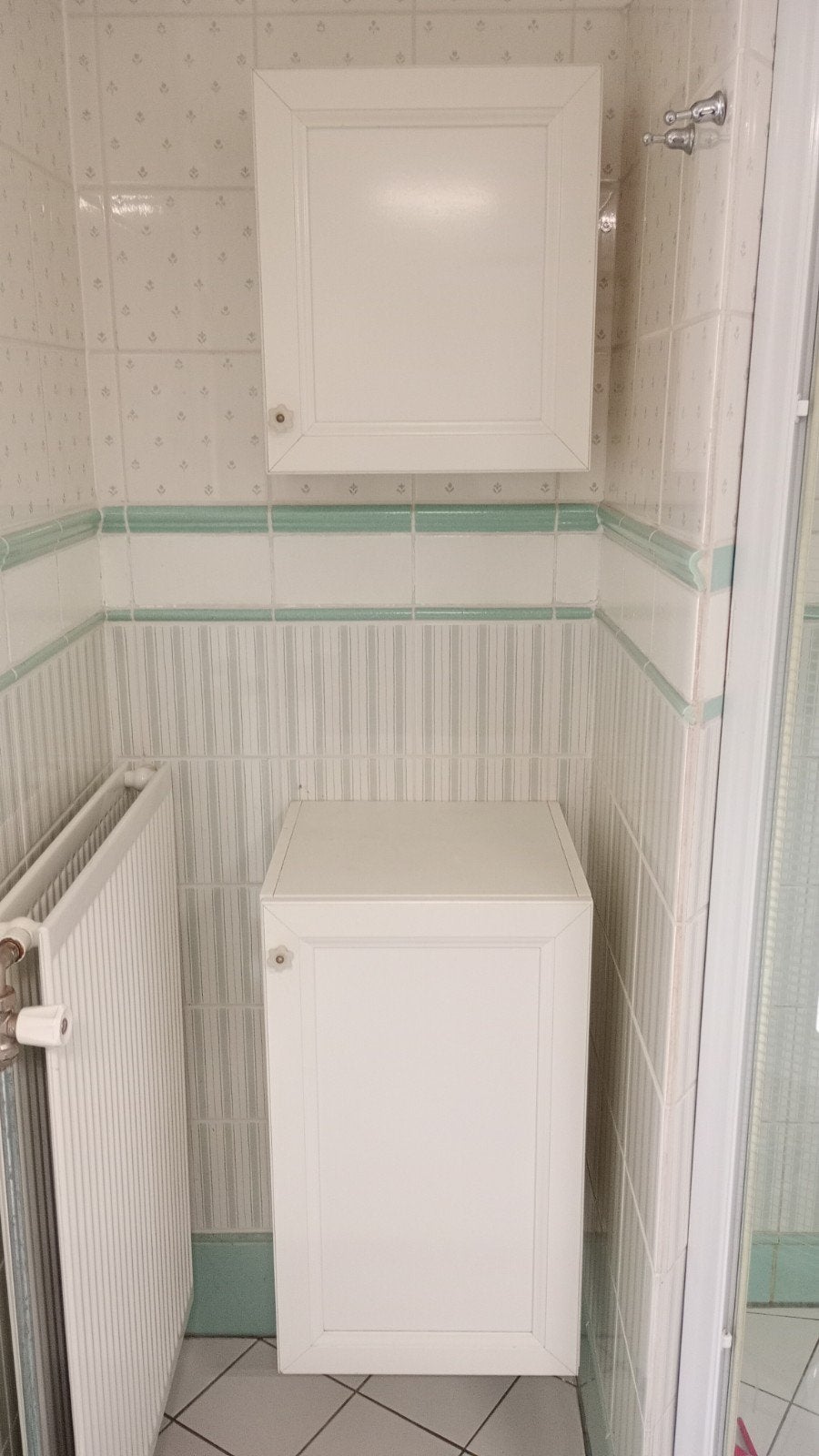 2 witte badkamerkastjes - bovenkast en onderkast, Ophalen, (Half)hoge kast, Minder dan 50 cm, Gebruikt