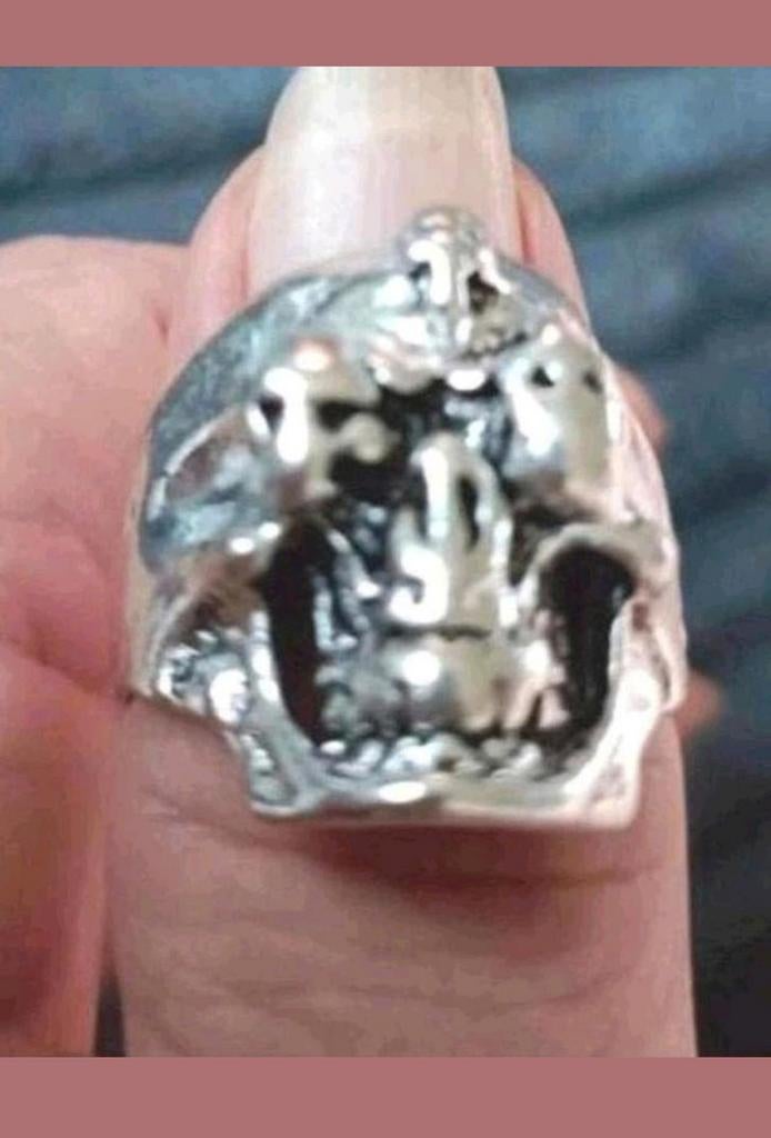 Ring doodshoofden maat 20, Sieraden, Tassen en Uiterlijk, Ringen, Verzenden, Nieuw, Zilver