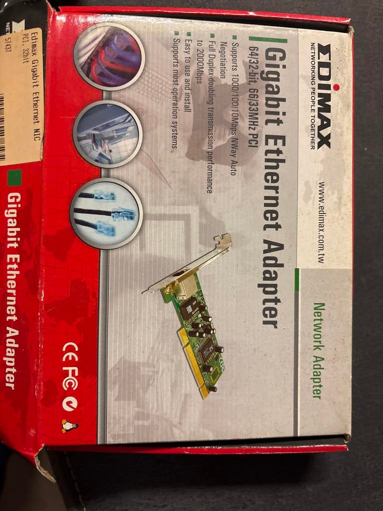 EDIMAX Gigabit Ethernet Adapter PCI Netwerkkaart, Computers en Software, Ophalen of Verzenden, Zo goed als nieuw, Intern