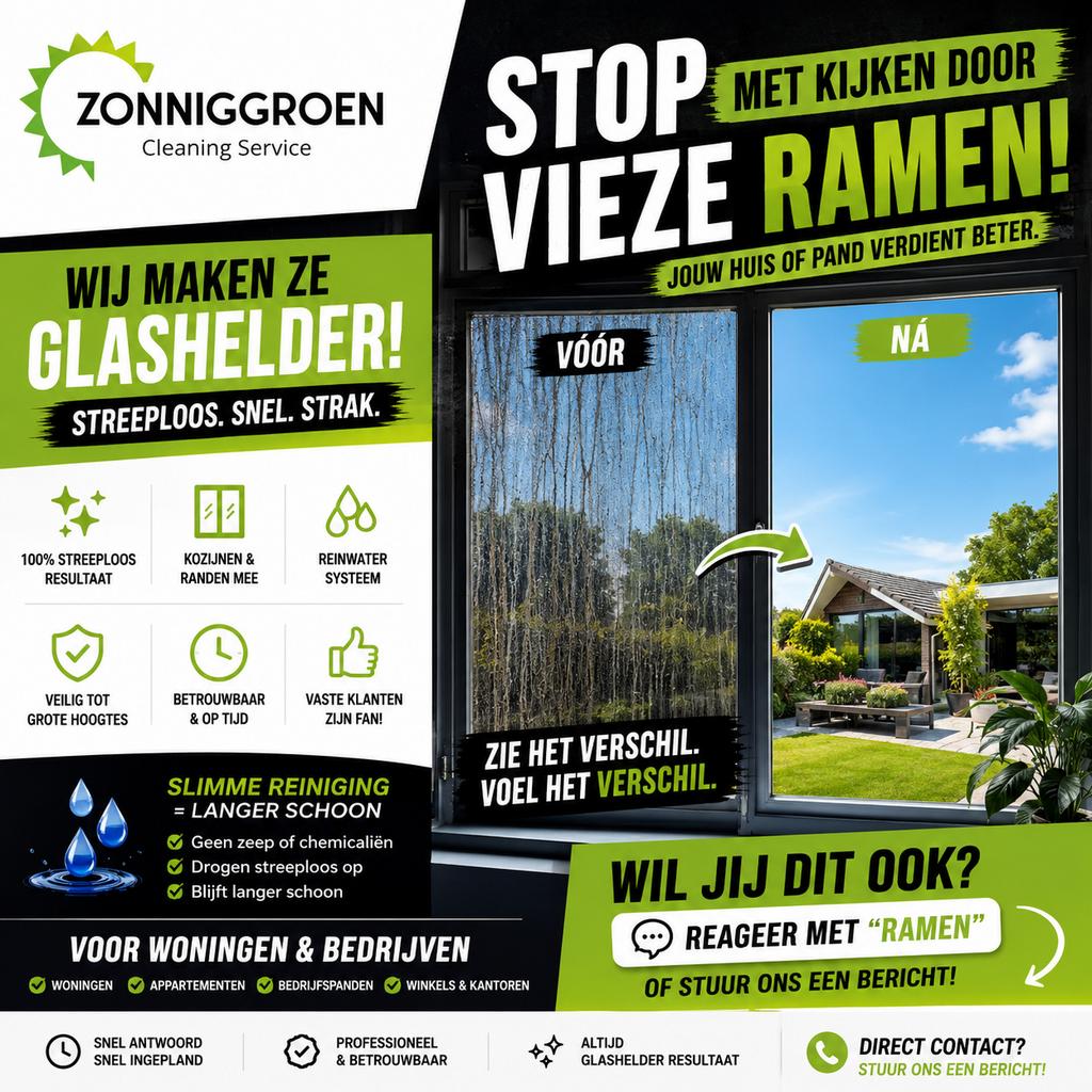 Glasbewassing & Reinigingsdiensten, Huis en Inrichting, Ophalen of Verzenden