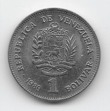 Venezuela 1 bolivar 1989 Y# 52a.1 (1), Verzenden, Zuid-Amerika, Losse munt