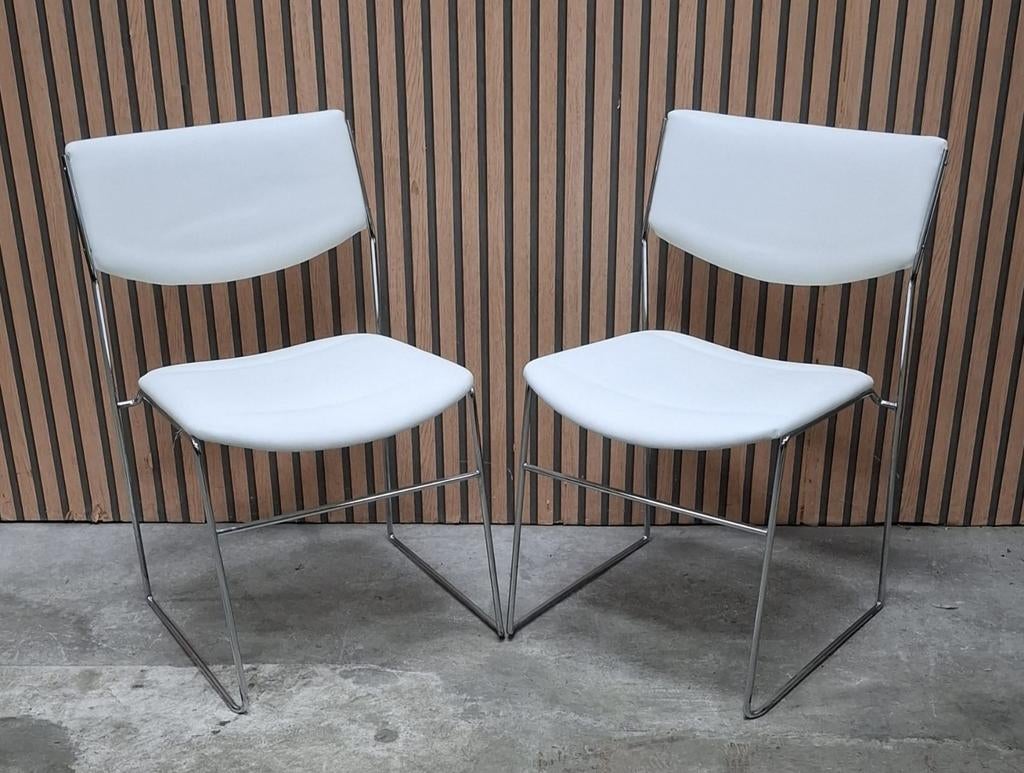 45 x Buisframe stoelen vergaderstoelen wit kantine horeca, Ophalen of Verzenden, Zo goed als nieuw, Wit, Vijf, Zes of meer stoelen