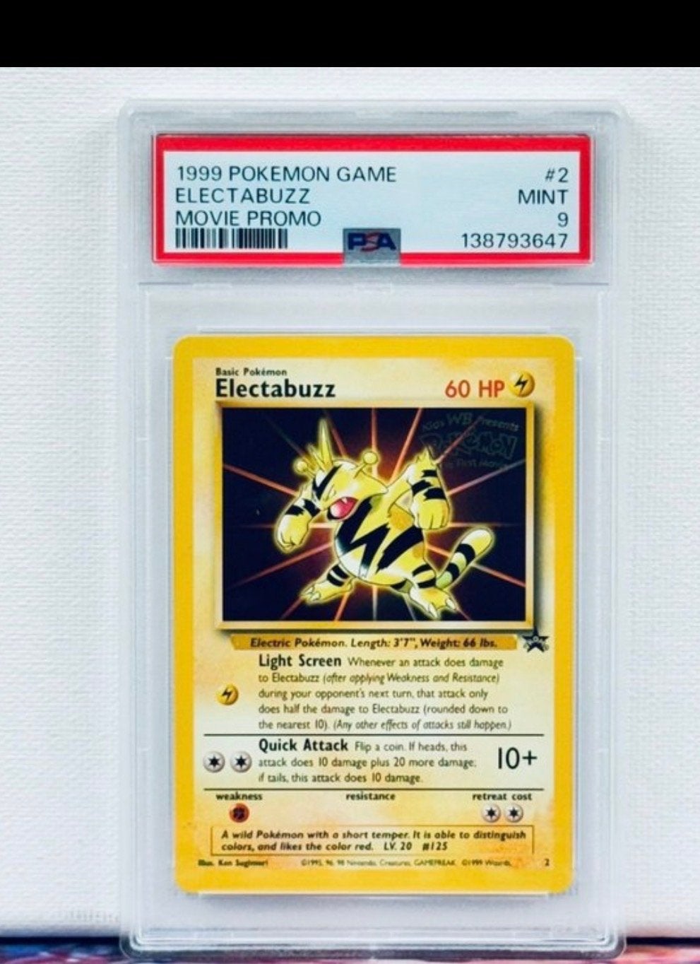 Electabuzz #2 PSA 9 Mint 1999 Pokémon Movie Promo, Verzenden, Zo goed als nieuw, Losse kaart