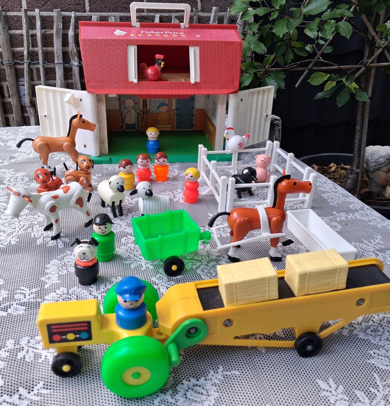 Vintage Fisher-Price meeneem Boerderij incl figuren, Kinderen en Baby's, Speelgoed | Fisher-Price, Ophalen of Verzenden, Gebruikt