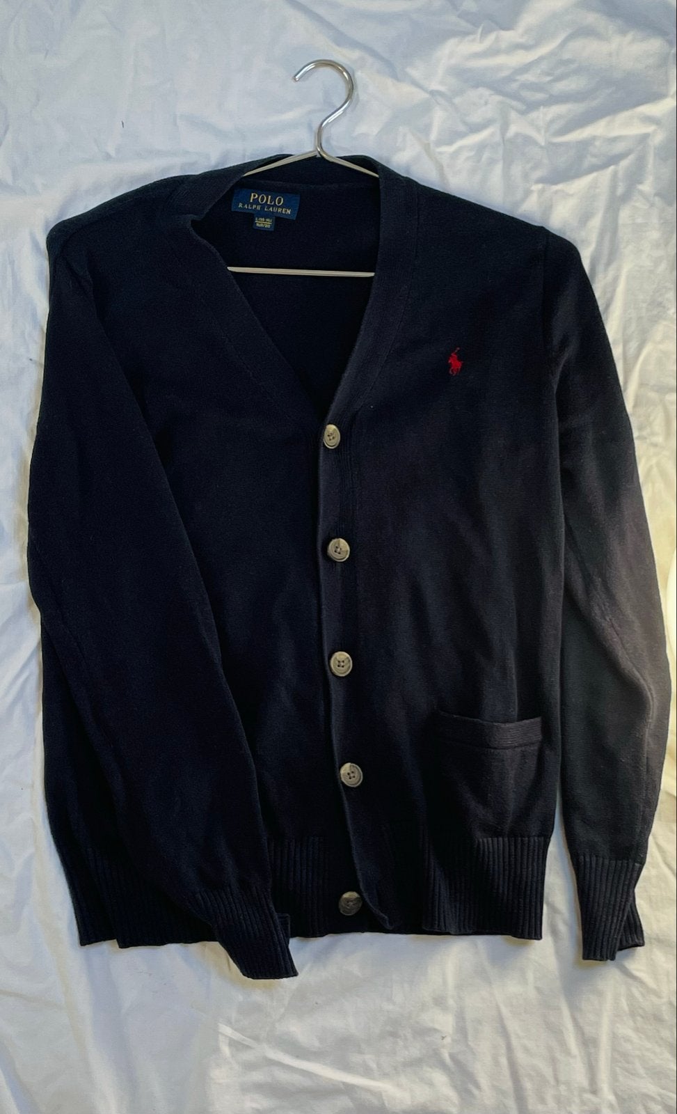 Vintage Ralph Lauren Polo Cardigan Maat L, Ophalen of Verzenden, Gedragen, Maat 42/44 (L), Zwart