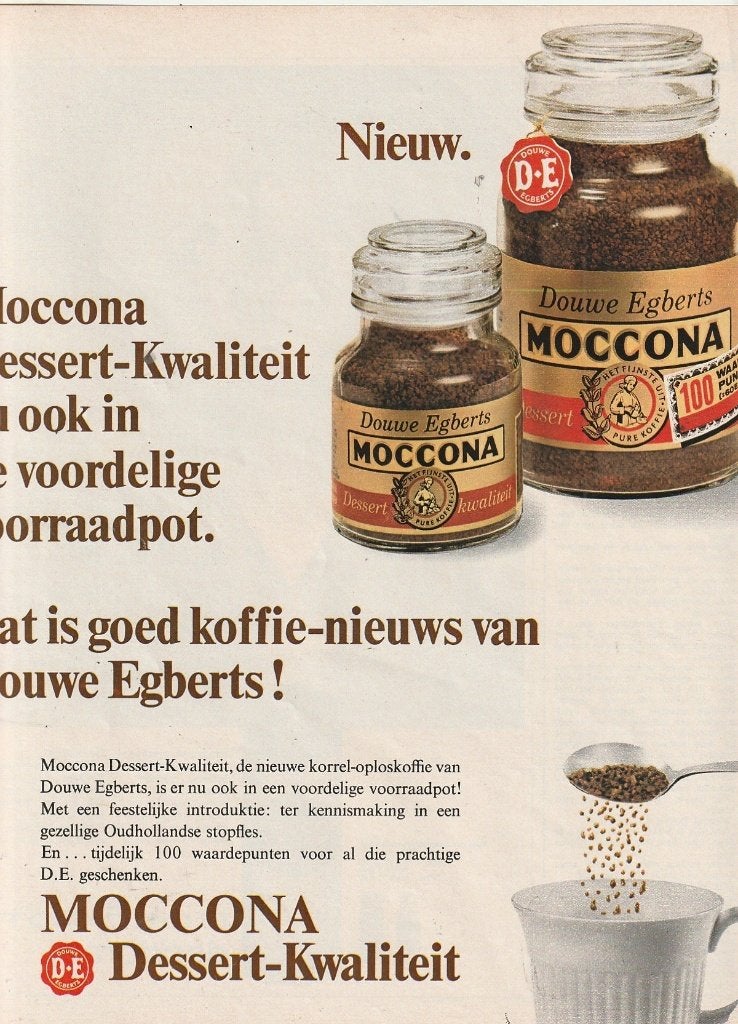 Retro reclame 1968 Douwe Egberts Moccona in mooie potten, Verzamelen, Verzenden, Overige typen