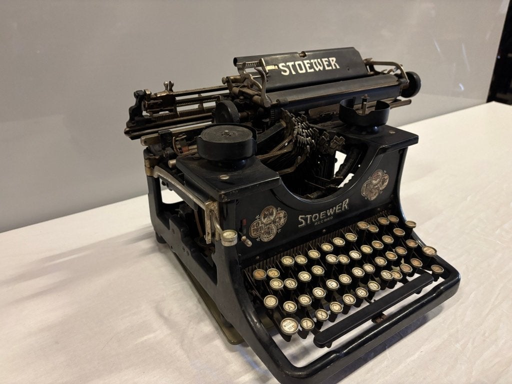 Antieke Stoewer Record typemachine, glazen toetsen, Ophalen of Verzenden