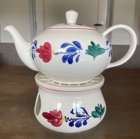 Boerenbont Theepot met Theelichtje, Overige merken, Ophalen of Verzenden, Zo goed als nieuw, Aardewerk