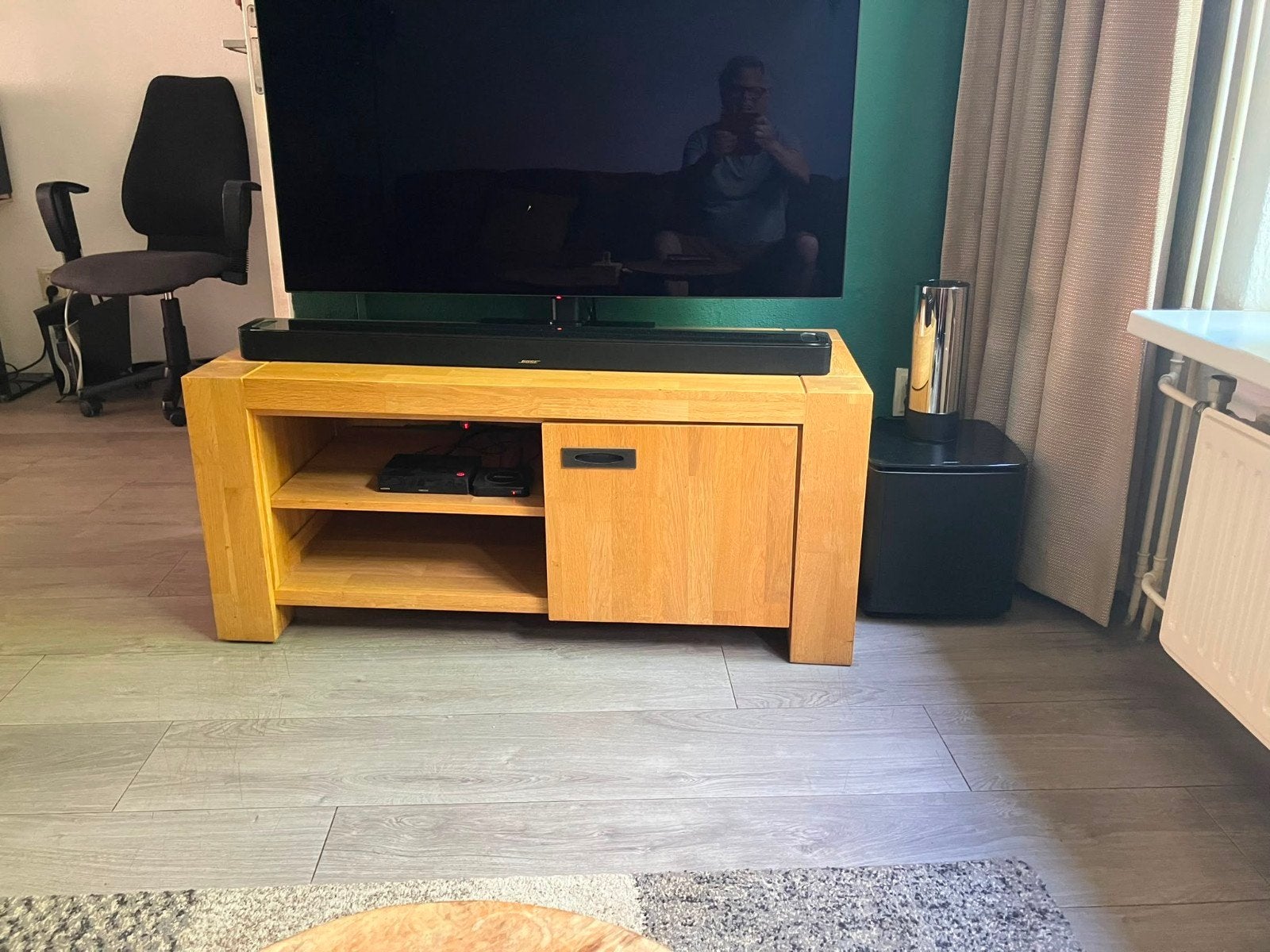 Tv meubel lichteiken in zeer goede staat, Ophalen, 100 tot 150 cm, Zo goed als nieuw, Minder dan 100 cm