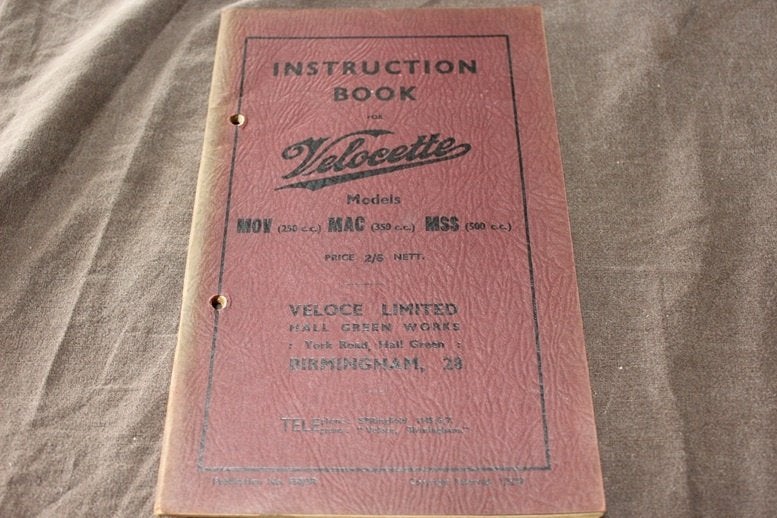 Velocette MOV MAC MSS 1949 motorcycle instruction book, Ophalen of Verzenden, Overige merken