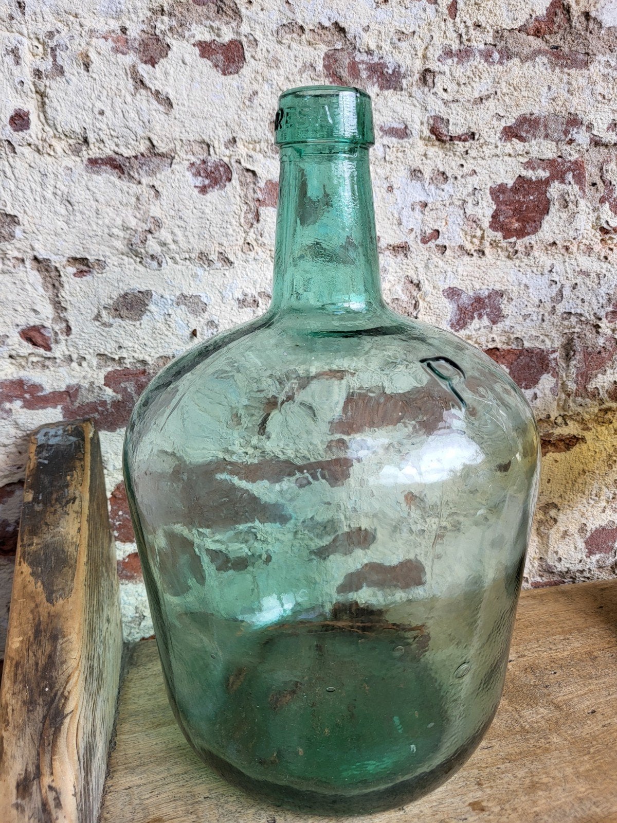 Brocante groene franse fles  / allegonda, Antiek en Kunst, Ophalen of Verzenden