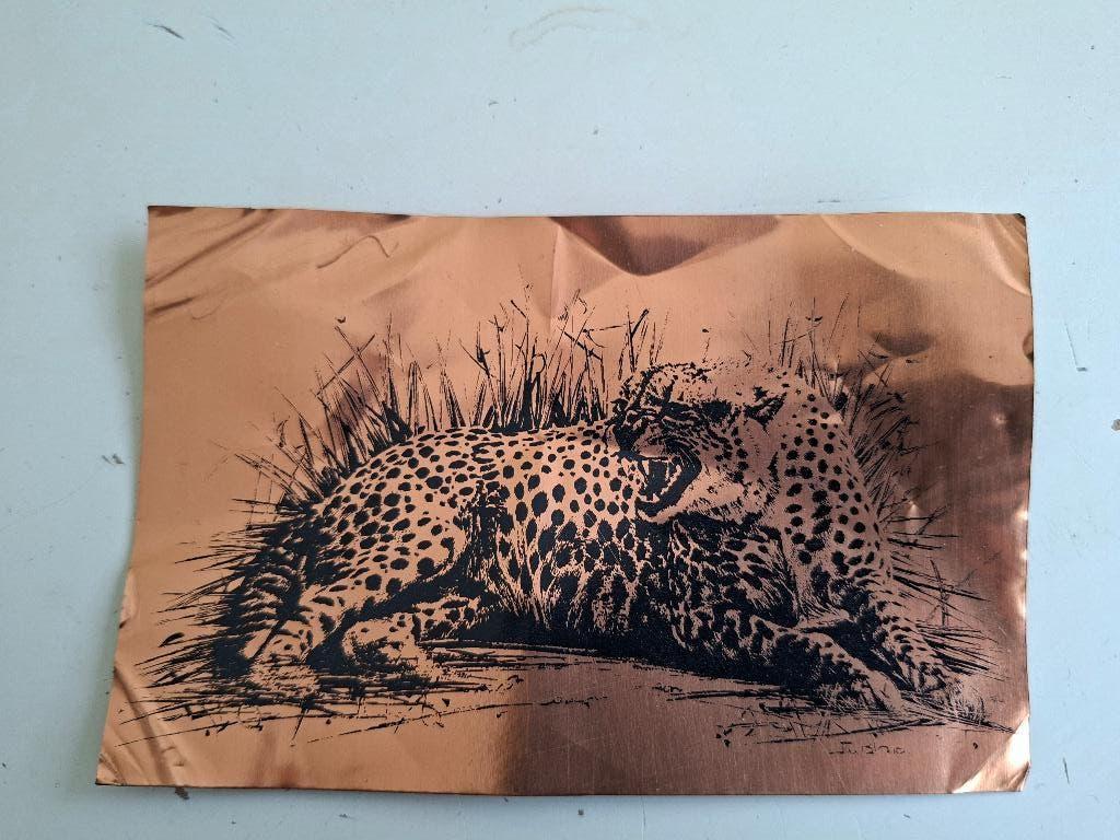Tekening panter op koper, Antiek en Kunst, Ophalen of Verzenden